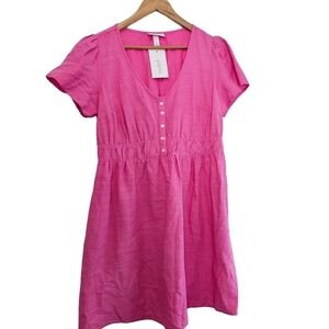 Isabel Maternity Dress Womens Size Small Pink V-Neck Fit and Flare Stretch